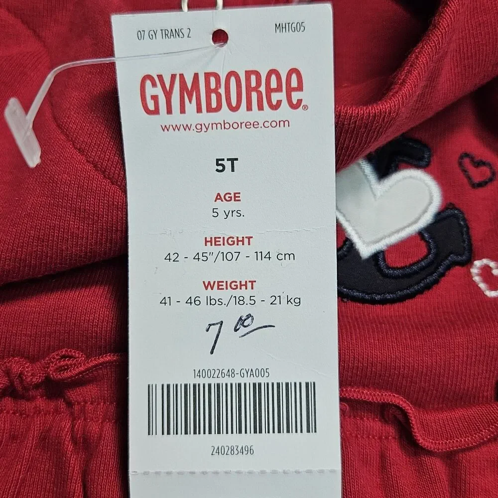 Vintage Gymboree Girls Top Size 5T Red Bon Voyage Anchor Heart 2006 NWT